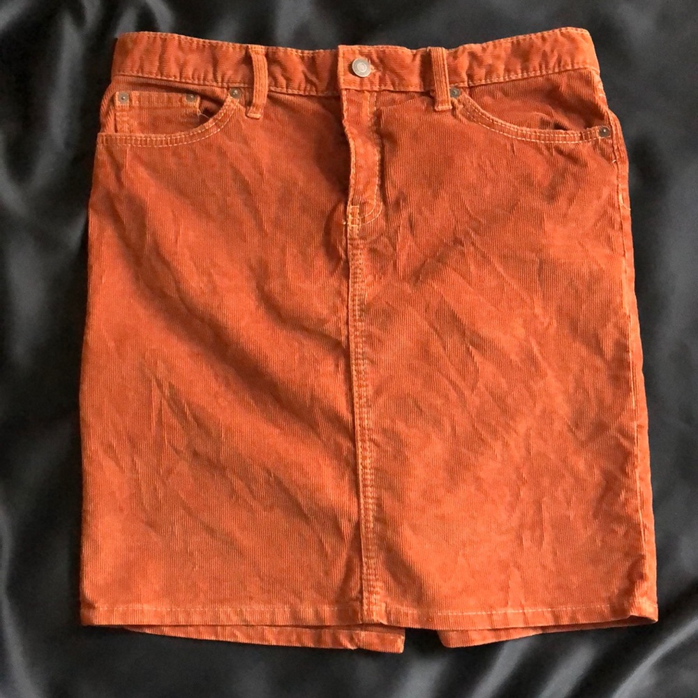 Brown/Orange Gap Corduroy A-Line skirt